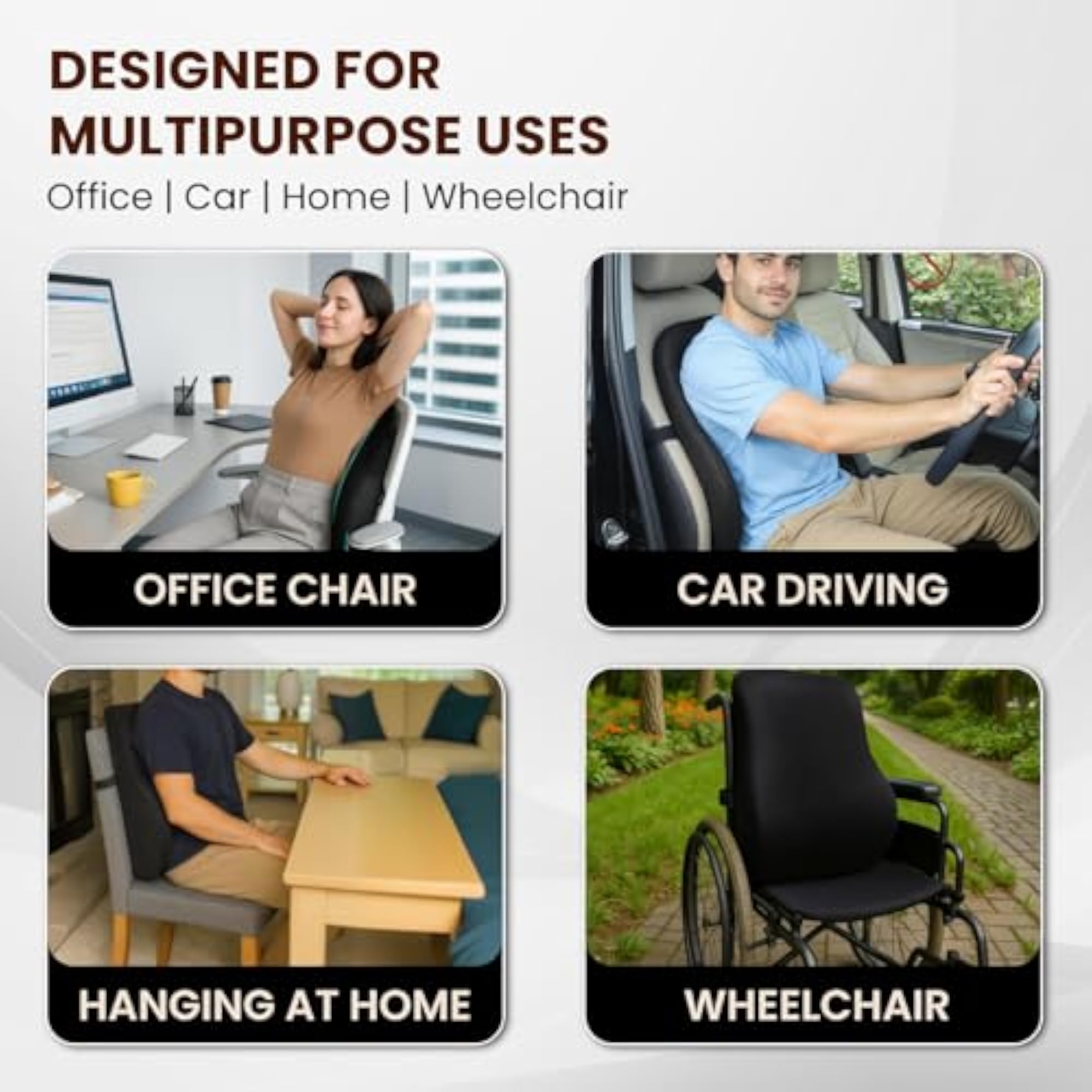 Orthopedic Lumbar Back Rest Support Pillow for Office Chair