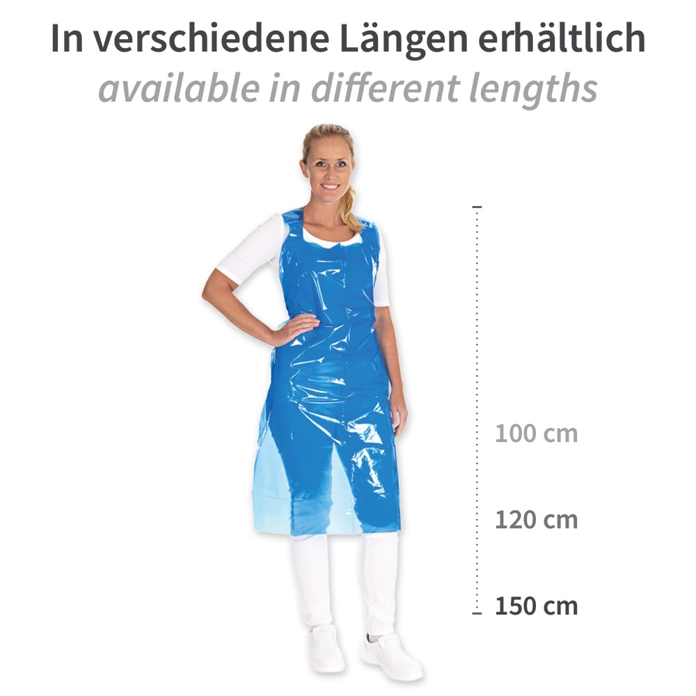 FRANZ MENSCH 250 Stück Hygonorm Einwegschürzen Eco ca. 60 my | LDPE, blau, 60my, L: 120cm, B: 75cm, H: 3cm, Karton, Einwegschürzen, Plastikschürzen, Einmalschürzen