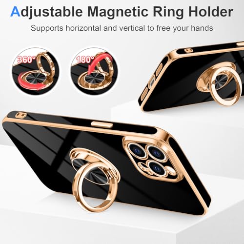 Coque iPhone 15 Pro avec protection intégrale d'objectif et placage TPU noir luxe