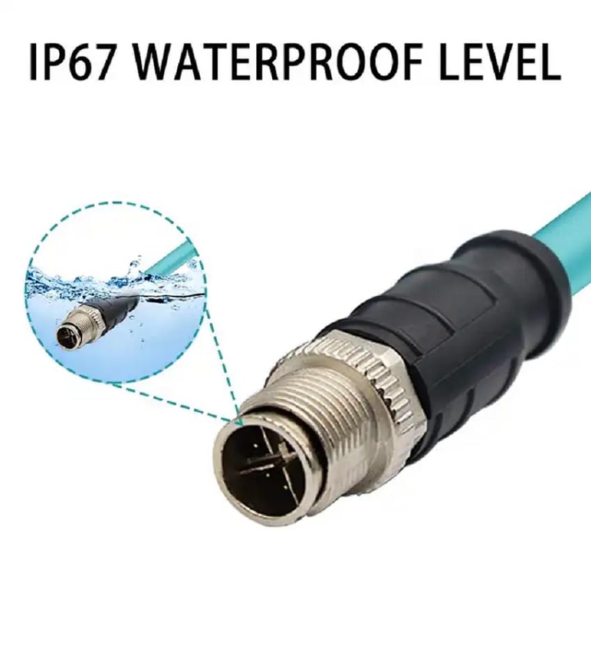 M12 Ethernet Cable X-Coded 8pin Male to RJ45 Ethernet Cat6a PUR Jacket 26AWG High-Flex Shielded Waterproof Cable for Cognex Industrial Camera (196.85 in/5M) image 4
