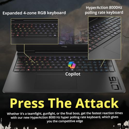 Image of HP OMEN HyperX 16 inch 2.5K 165Hz Gaming Laptop, AMD Ryzen 9 8940HX, GeForce RTX 5060 8GB GDDR7, 16GB DDR5, 2TB Storage(1TB SSD+1TB Docking Station Set), 4-Zone RGB Keyboard, Wi-Fi 7, Win 11, Black