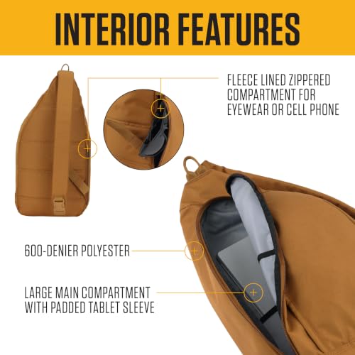Image of Carhartt Durable Sling Bag, Crossbody Backpack with Side Release Buckle, Tablet Sleeve and Adjustable Strap, Greenslate, 10L