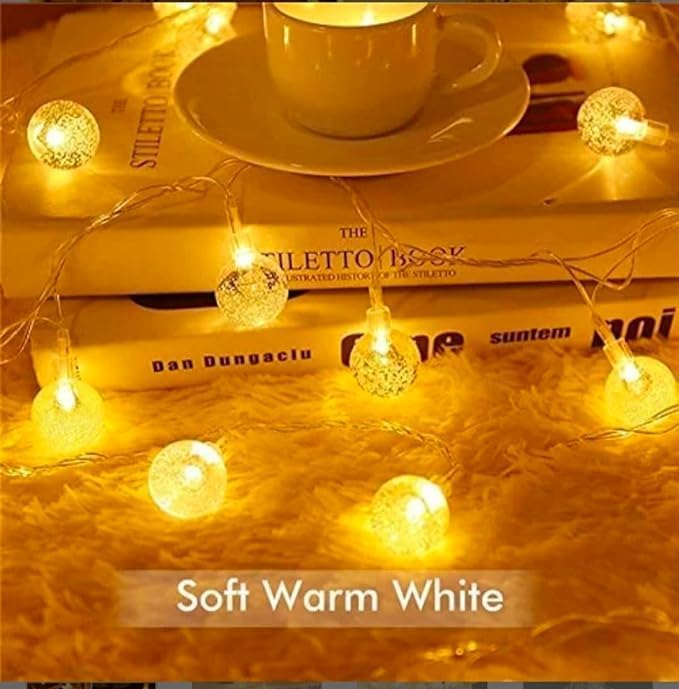 Image of ZALAR LED String Lights, 18 Crystal Ball Bulbs, Warm White, 10feet Length, Indoor Decorative Lighting for Festivals