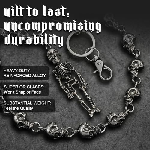 image for SDUPHS Skull Wallet Chain & Jean Chain – Gothic Biker Punk Metal Cha