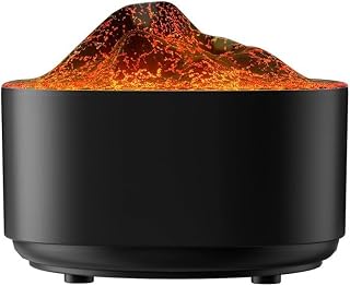 Mini humidificadores, humidificador de niebla con luz nocturna colorida, uso continuo de 8 horas, 2 modos de niebla, humidificador de aire de niebla grande (negro)