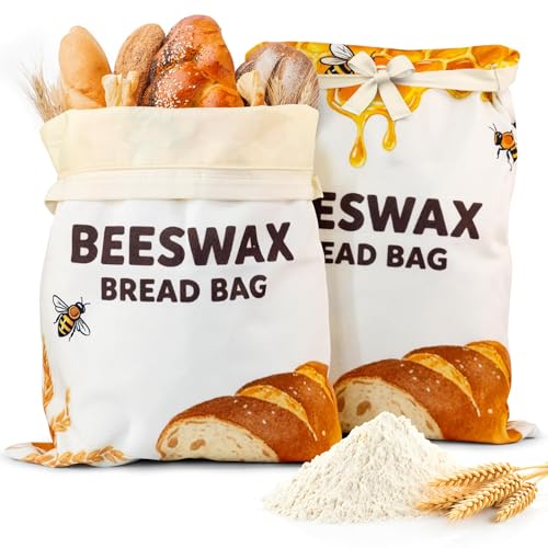 OHIYO Sacs à Pain en Cire D'abeille Pour Le Pain Au Levain Fait Maison, Réutilisables et Naturels, Sacs De Conservation Pour Les Produits De Boulangerie...