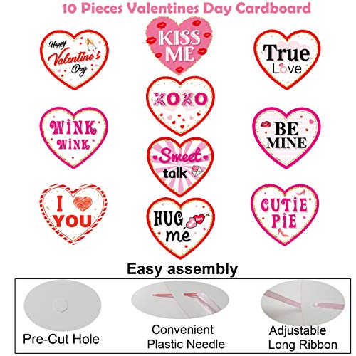 Valentines Day Decorations, Heart Banner Door Decor, Pink Red Romantic Conversation Porch Sign, Wall Decor Party Supplies for Valentines Day Décor - Thumbnail 6