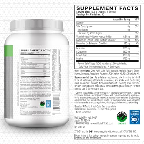 Image of Scivation Xtend XTEND Original BCAA Powder 7g BCAA and 2.5g L-Glutamine, Sugar Free Post Workout Muscle Recovery Drink with Amino Acids for Men & Women, 90 Servings