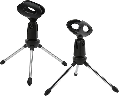 Miniatura 8 de Soporte para micrófono de escritorio, 58 pulgadas con rosca de escritorio, trípode a prueba de golpes, fácil de almacenar, ángulo ajustable para