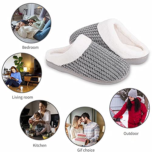 Image of YALOX Slippers for Womens Warm Memory Foam Anti-Slip House Shoes Comfortable Cotton Slippers Home Bedroom Shoes Indoor & Outdoor
