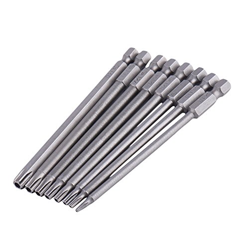 Yakamoz 8Pcs 100Mm Length 1/4 Inch Hex Shank Magnetic Torx Security Electric Screwdriver Bits Set #TOP2