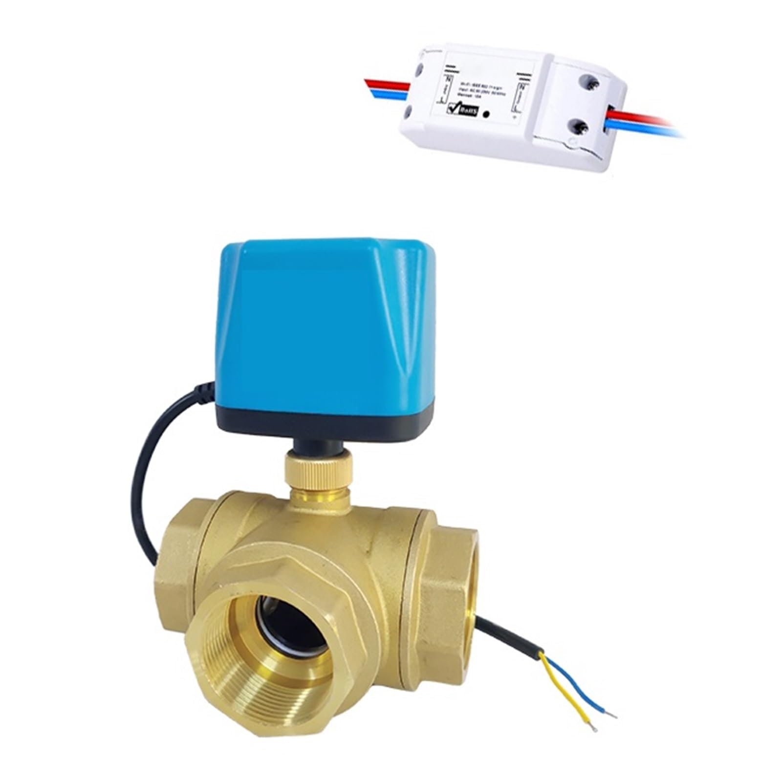 Tuya WiFi Válvula De Agua Inteligente Bola Eléctrica Motorizada 3 Vías Interruptor Sincronización Aplicación Smart Life ConservacióN Del Agua(3/4")
