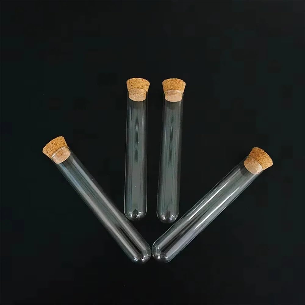 probówki z przezroczystego szkła, Szklane probówki z korkami, 12 x 75 mm, opakowanie 48 sztuk