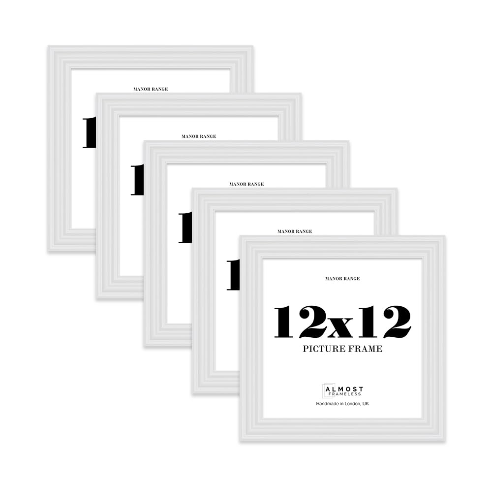 12x12 Picture Frame, Display 12x12 Pictures (30.5 x 30.5cm) - Ice White Bold 42mm Edge Decorative Wall Display Frame - 5 Pack — image 1