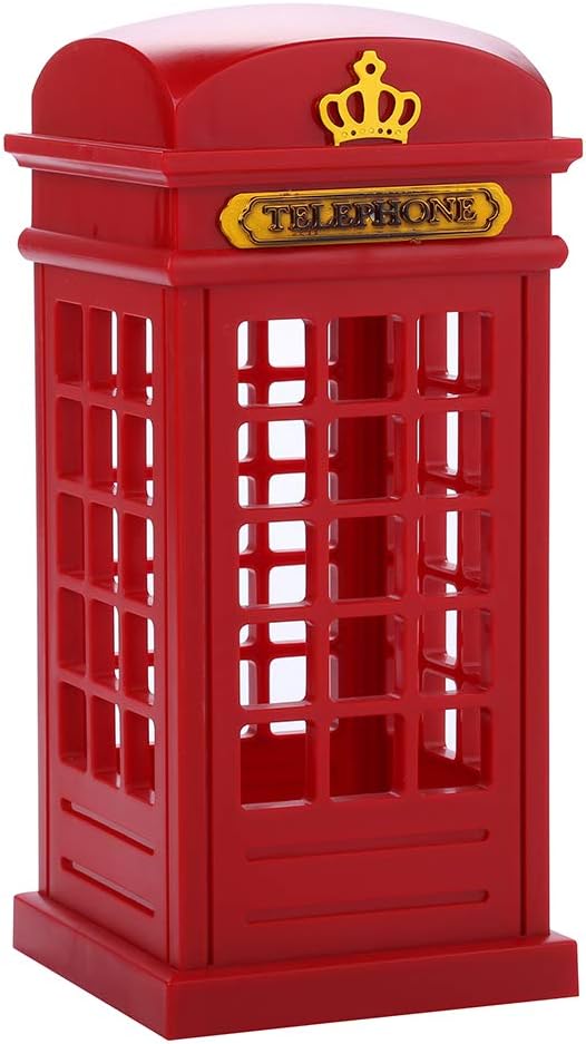 Vintage London Telephone Booth Designed USB Charging LED Night Lamp Touch Sensor Table Desk Light for Bedroom Students Dormitory Illumination Home Bar Decoration Novelty Birthday Adjustable Brightness