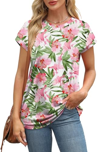 Image of Alaroo Womens Summer Tops Short Sleeve Shirts Crew Neck Cute Trendy Tunic Blouses (S-3XL)