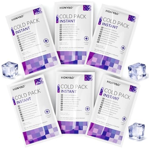 HONYAO Bolsa de Frío Instantáneo 6 Piezas, Hielo Instantáneo Desechable para Aliviar el Dolor Hinchazón Esguinces, Deportes Casa Viajes Senderismo