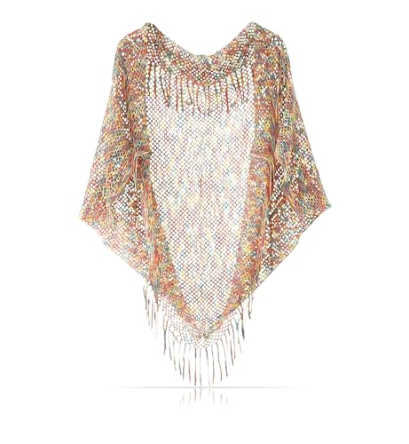 Made by Nami Bunter Poncho Festival Outfit Damen Kimono One-Size Hippie Accessoires Boho Style