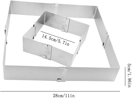 Miniatura 8 de MOTZU 2 piezas de moldes para tartas, anillos de mousse de acero inoxidable, molde ajustable, anillo de molde para decoración de tartas, collar de