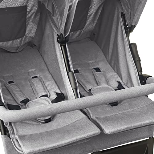 Hogotin Geschwisterwagen Kinderwagen Zwillinge Buggy Zwillinge Kinderwagen Geschwister Zwillingspuppenwagen Puppen Zwillingswagen Kinderbett Zwillinge Hellgrau Stahl