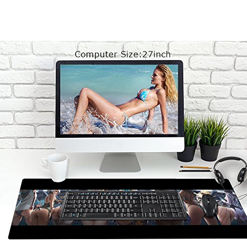 Imegny Large Gaming Mouse Pad, Extended XXL Desk Pad & Non-Slip Rubber Mat for Mice and Keyboard with Stitched Edges