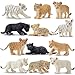 Toymany 20PCS Realistic Forest Animals Figures Playset Includes Wolf Figurines with Cubs and Baby Animals of Lion, Tiger, Cheetah, Leopard Figurines, Cake Toppers Christmas Birthday Toy for Kids Toddl