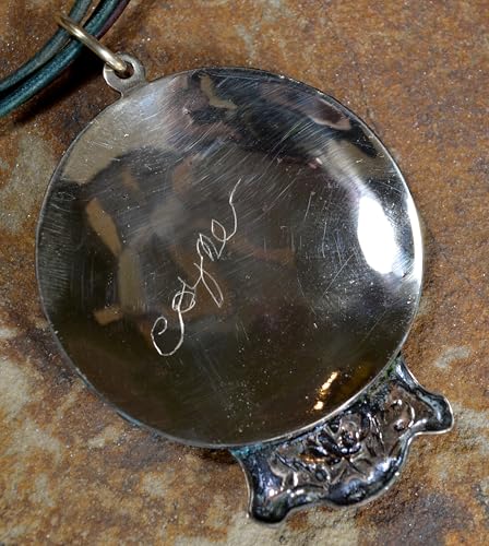 Elaine Coyne Collectible Artwear Verdigris Patina Art Nouveau Lady Floral Pendant Necklace - Turquoise and Jasper4