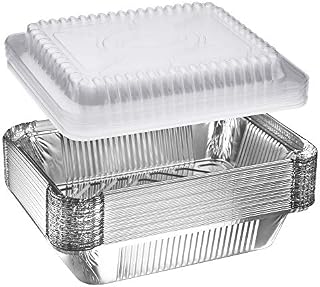 NYHI 30-Pack Heavy Duty Disposable Aluminum Oblong Foil Pans with Plastic Covers Recyclable