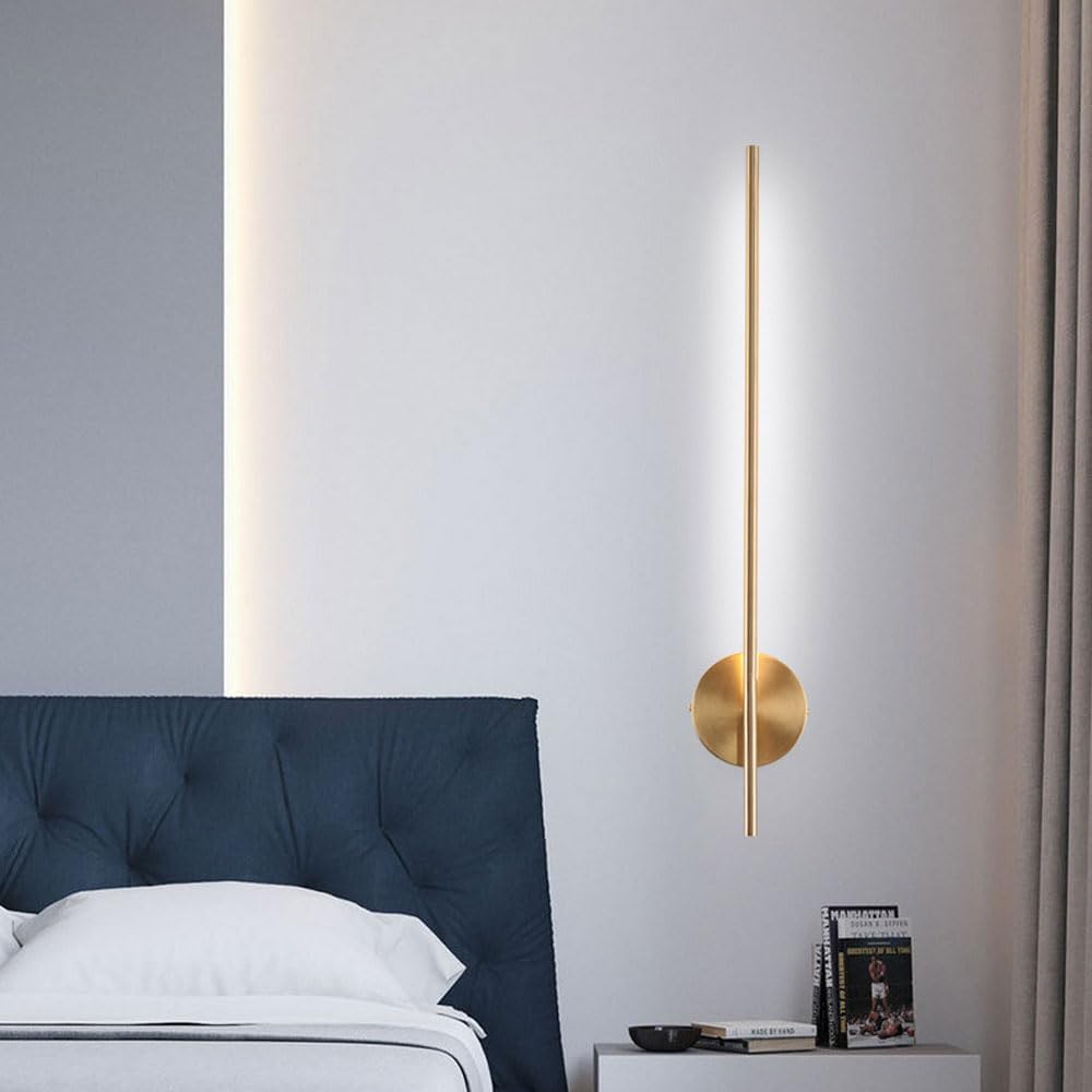 Aplique de pared de latón moderno de mediados de siglo, accesorios de iluminación para pasillo, montaje en pared, lámpara de pared lineal de tira larga, iluminación de pared vintage dorada con