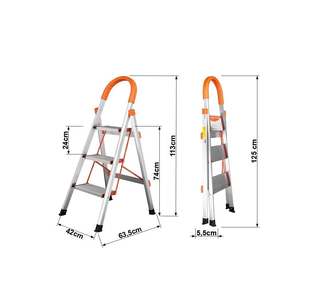 TREPPE Escalera Aluminio Plegable Tijera 3 Peldaños Domestica