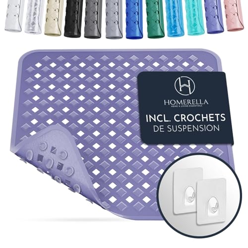 homerella® Alfombra Ducha Antideslizante 53 x 53 cm, Incluye Ganchos de Suspensión, sin BPA, Alfombrilla Ducha Antideslizante Ducha, Resistente al Moho, Alfombra bañera antideslizante