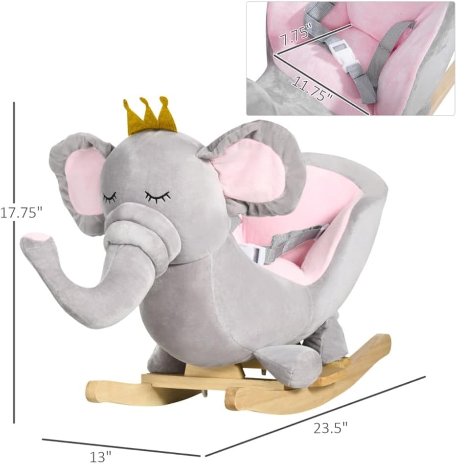 Wooden Rocking Horse Toy for Early Development – Sturdy Natural Wood Construction with Smooth Rounded Edges and Gentle Rocking Motion