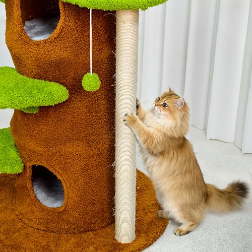 Torre para gatos moderna de 73.6 pulg con poste rascador sisal miniatura 5