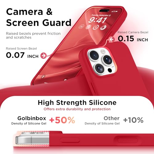 Image of GolbinBox Magnetic for iPhone 16 Pro Case, Silicone Cover, Red