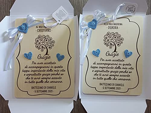 Targa Ricordo Battesimo E Cresima Personalizzata - Regalo Per Madrina E Padrino Con Nome E Data - Completa Di Scatola Regalo - Foto 1