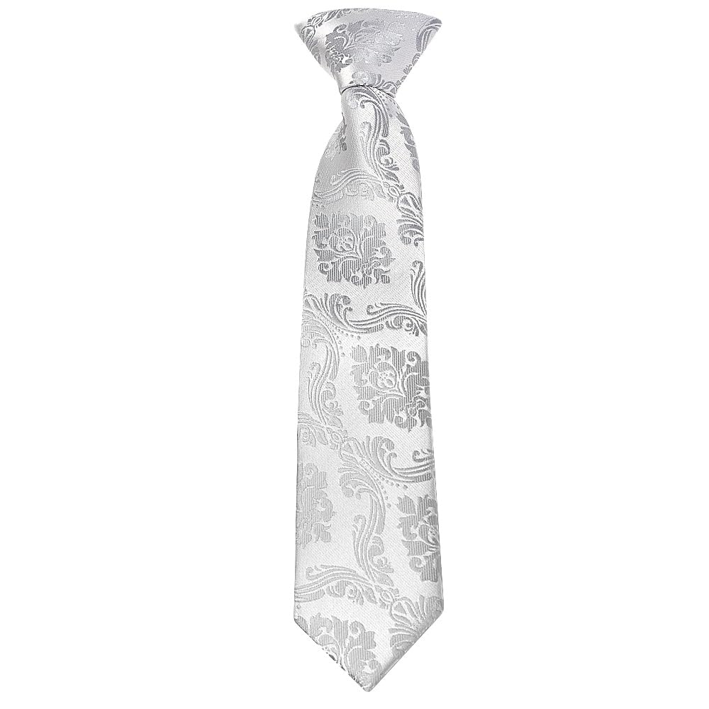 Ties R Us Boys Silver Pre Tied Paisley Tie Age 4-7