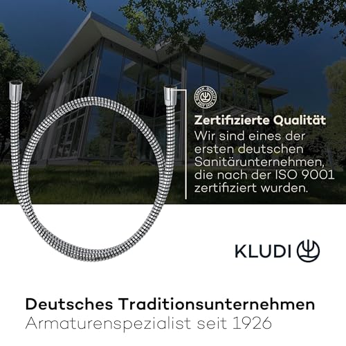 KLUDI-X1 Universal Duschschlauch 1,25 m, flexibler Brauseschlauch, knickfest, Standard Anschluss G1/2, kunststoffummantelt mit Metalleffekt, MADE IN GERMANY