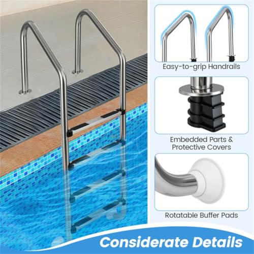 Escalera para piscina de acero inoxidable 4 peldaños miniatura 2