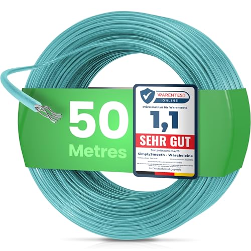 SimplySmooth Fil à linge 50 m acier 3 longueurs robuste extra fort extérieur turquoise