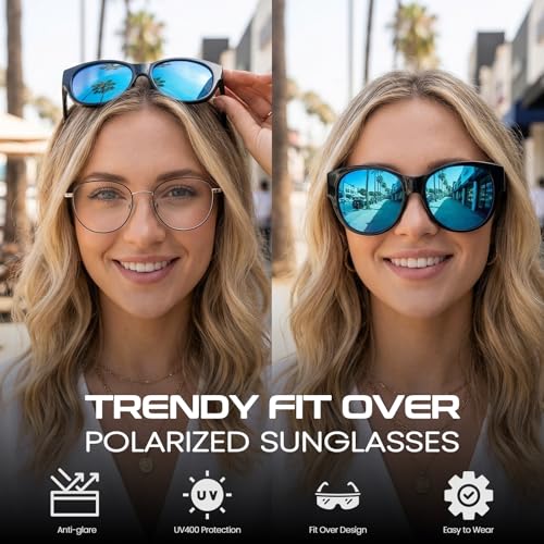 Image of Xfeel Polarized Over Glasses Sunglasses for Women Fitover Sun Glasses | Sunglasses that Fit Over Glasses, UV400 Protection, Outdoor Driving Shades, Over Reading /Prescription Glasses Sunglasses
