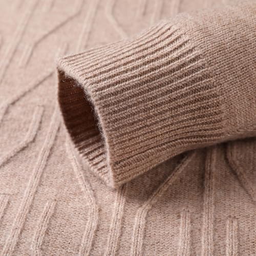 Men's 100% Wool Mock Turtleneck Sweater Long-Sleeved Twisted Knit Business Casual Half Neck Pullover Sweaters 5