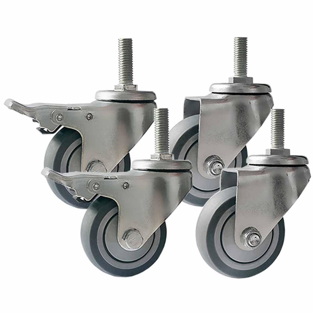 Roulette pivotante avec frein - Hauteur 80 mm