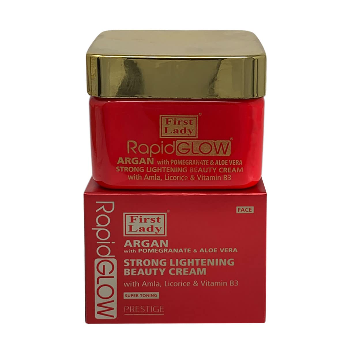 Argan with Pomegranate & Aloe Vera Strong Skin Brightening Melanin Beauty Cream 250ml - with Amla, Licorice & Vitamin B3 dark spot remover for face, kojic acid and vitamin c