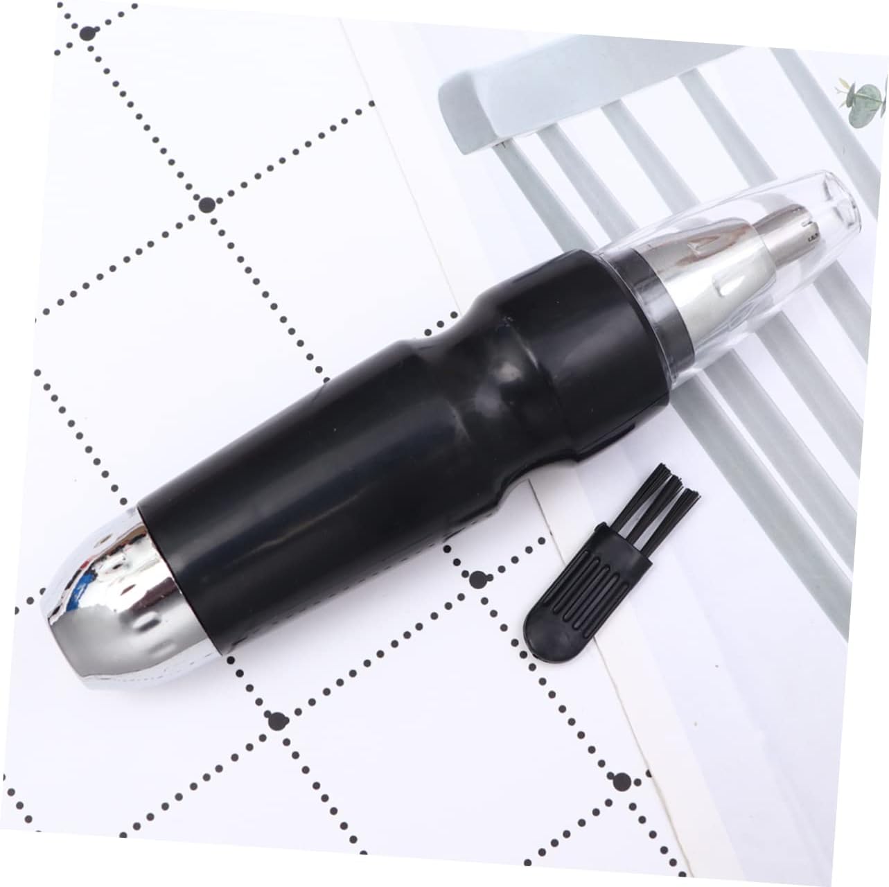Electric Ear Hair Trimmer Black Rotary Shaver Safe Nose and Ear Hair Clipper for Painless Facial Grooming Without Battery