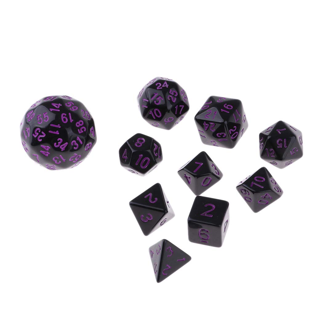 Set di 5 dadi poliedrici acrilici da tavolo, 10 pezzi, accessori per giochi da tavolo, colore: viola
