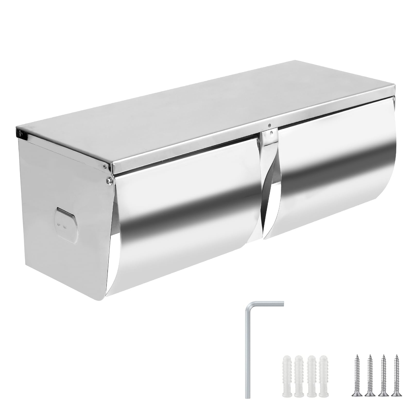 Doppio porta carta igienica con ripiano, dispenser in acciaio inox antiruggine, rotolo forte per bagno e cucina