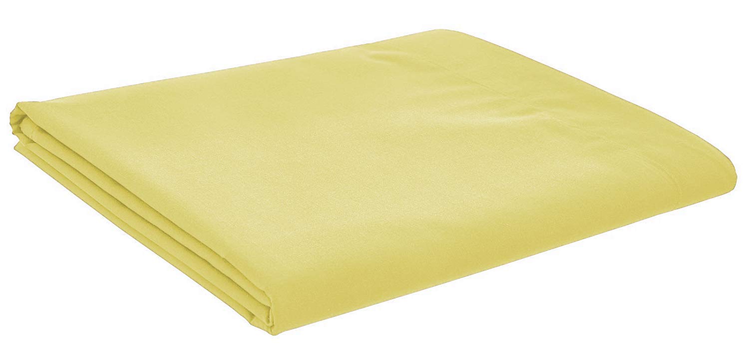 R&Z Luxury Percale Quality Polycotton Flat Sheet Easy Care, Top Sheet/Flat Sheet Plain Dyed Polycotton Bedsheet Super Soft (Lemon, King)