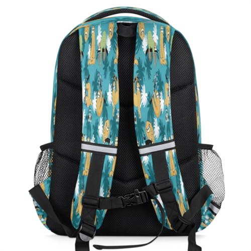 Coconut Tree Sloths Backpack with Chest Strap Reflective Lightweight Travel Hiking Backpack for Men Women Waterproof Daypack Back Pack for Commute Camping4