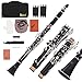 Mowind Clarinet Bb Flat 17 Keys Beginner Student Clarinet Woodwind Instrument with 2 Barrels Carry Case Clarinet Cleaning Kit