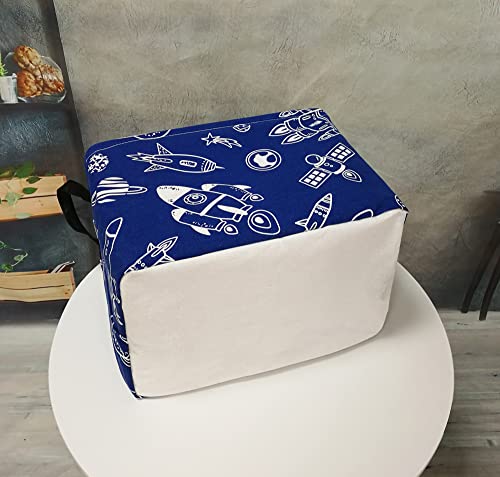 Image of Storage Basket Home Shelf Basket Kids Organizer Box Clothes Laundry Hamper Nursery Bin Gift Laundry Basket with Handles for Home (Spacecraft)
